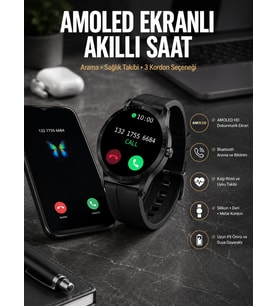 Akıllı Saat Amoled Ekran 3 Kordonlu Nfc Ve Gps Uyumlu