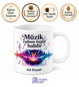 Müzik Festivali Temalı Baskılı Kupa Bardak Porselen Hediye Mug