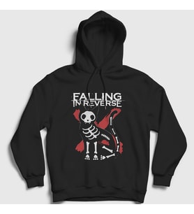 Presmono Unisex Siyah X Ray Cat Falling In Reverse Kapüşonlu Sweatshirt 505131tt