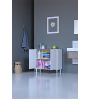 Eliusta Arden 75 cm Beyaz 2 Bölmeli Banyo Düzenleyici Dolap 1 Raflı Çok Amaçlı Mutfak Dolabı 75x75x32,5 cm