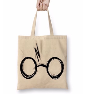 Sketchy Harry Potter Gözlüğü Bez Çanta Uzun Saplı