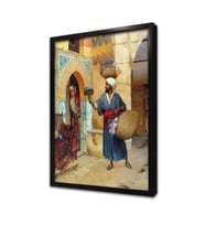 Çiçek Satıcısı Çerçeveli Cam Tablo
