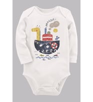 Organik Baskılı Pamuklu Unisex Bebek Body UZUNKOLE35