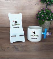 Kişiye Özel Jandarma Hediye Sepeti Kupa Bardak T Kulplu ve Ahşap Telefon Standı Askeri Personele Hediye, Jandarmaya Hediye (Model 3)