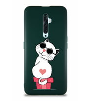 Oppo Reno 2Z Soft Premier Kapak Coolcat Tasarımlı Silikon Kılıf - Yeşil (Şeffaf)