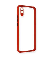 Xiaomi Redmi 9a Kılıf Miami Şeffaf Silikon - Kırmızı