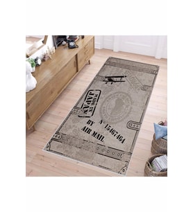 Rovigo Home Dijital Baskı Yıkanabilir Kaymaz Taban Salon Halısı RVG1443 80x300 cm (Kahverengi)