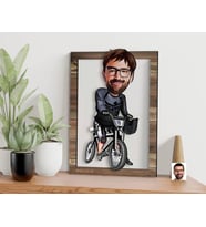 BK Gift Kişiye Özel Erkek Bisikletçi Karikatürlü 3D Ahşap Tablo, Sevgiliye Hediye, Arkadaşa Hediye, Yıl Dönümü Hediyesi, Doğum Günü Hediyesi-4
