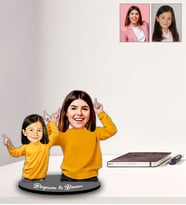 Kişiye Özel Anne Kız Karikatürlü Ahşap Biblo Model-4-Eco