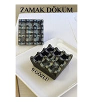 Turk Kapaklı Zamak Döküm Kare Küllük Metal Kül Tablası - Kafe Küllüğü SARI-KAHVE