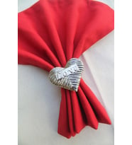 6 Adet Gümüş Love Kalp Metal Peçete Halkası - Napkin Ring