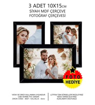 3 Adet 10x15 Çerçeve - Mdf Çerçeve - Fotoğraf Çerçevesi (Siyah)