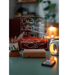 Özel Tasarım Trenler ve Ağaçlar 3D Led Lamba