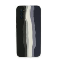 Samsung Galaxy A03s Kılıf Ebruli Lansman Silikon - Siyah-lacivert