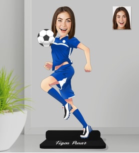 Kişiye Özel Futbolcu Kadın Ahşap Biblo-1