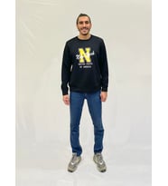 Erkek Bisiklet Yaka Rahat Kalıp 3 iplik Kalın N Baskılı  Sweatshirt SPR24SW25 (Siyah)