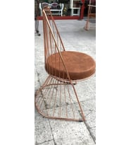 Sandalye 18009 İSTANBUL TEL Model Metal ROSE Kaplam Kiremit RENK döşeme El yapım