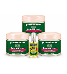 Proctohemo Bitkisel Bakım Kremi 100 ML + Çörekotu Yağı 30 ML Cilt Bakım Seti x3