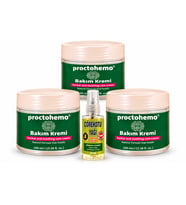 Proctohemo Bitkisel Bakım Kremi 100 ML + Çörekotu Yağı 30 ML Cilt Bakım Seti x3