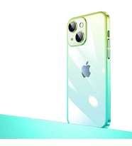 Apple iPhone 14 Plus KılıfSenkron Parlak Renk Geçiş Yüzeyli Kılıf (Yeşil-Mavı)