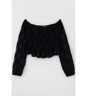 Breeze Kız Çocuk Uzun Kollu Dantelli Crop Bluz Çiçek Motifli 9-14 Yaş, Lacivert