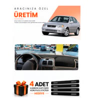 HYUNDAİ ACCENT ADMİRE-MİLENİUM (2000-2006) Uyumlu Torpido Koruma Örtüsü Oto Kılıfı - Siyah Bej