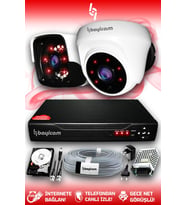 BAYICAM 2 Kameralı Panda 1 İç Kamera Set 1 TB HDD Full HD Gece Görüşlü Güvenlik Kamerası Sistemi