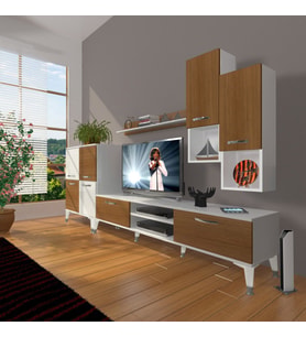Decoraktiv Eko 6DA Slm Dvd Silver Tv Ünitesi Tv Sehpası (Beyaz - Ceviz)