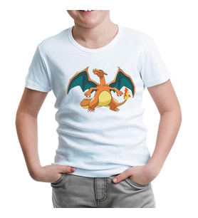 Pokemon - Charizard Beyaz Çocuk Tshirt