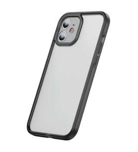 iPhone 12 6.1 Kamera Lens Koruyuculu Frame Kılıf-(5775) — Renk: Siyah