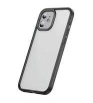 iPhone 12 6.1 Kamera Lens Koruyuculu Frame Kılıf-(5775) — Renk: Siyah