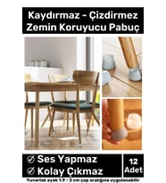 Premium Kaydırmaz Çizdirmez Mobilya Masa Sandalye Zemin Koruyucu Silikon Pabuç Ayak Kılıf 12 Adet