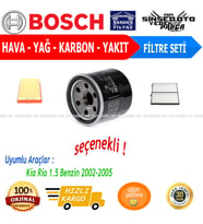 Bosch Filtre Bakım Seti Kia Rio 1.5 Benzin 2002-2005 Hava + Yağ F. + Polen Filtre Bosch