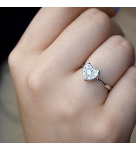 0.33 Ct. Kalp Model Pırlanta Fantezi Yüzük
