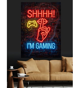 Neon Gaming Işıklı Tabela Dekoratif Kanvas - Mdf Ahşap Tablo