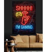 Neon Gaming Işıklı Tabela Dekoratif Kanvas - Mdf Ahşap Tablo
