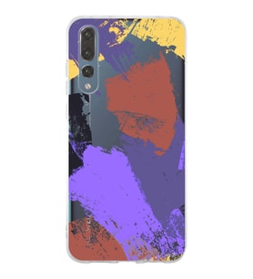 Huawei P20 Pro Uyumlu Kapak Brush Stroke Tasarımlı Şeffaf Silikon Kılıf