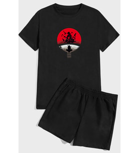 Itachi Uchiha  Baskı Şort Takım (Siyah)