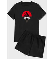 Itachi Uchiha  Baskı Şort Takım (Siyah)