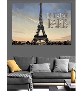 Je T'Aime Paris Eyfel Kulesi Dekoratif Kanvas - Mdf Ahşap Tablo