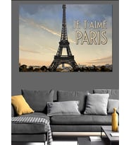 Je T'Aime Paris Eyfel Kulesi Dekoratif Kanvas - Mdf Ahşap Tablo