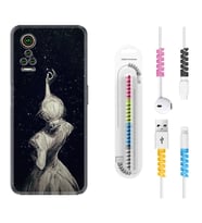 General Mobile GM 21 Pro GM 22 Pro Plus Kılıf Kablo Koruma Spiral Silikon Star Woman 1332