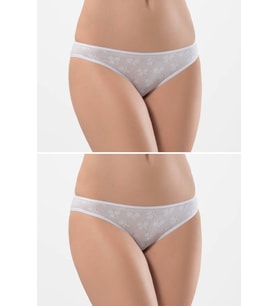 Türen Kadın Jakarlı 2li Pamuklu Bikini Külot (Beyaz)