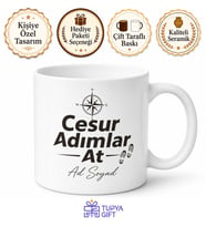 Cesur Adımlar At Yazılı Baskılı Kupa Bardak Motivasyon Hediye