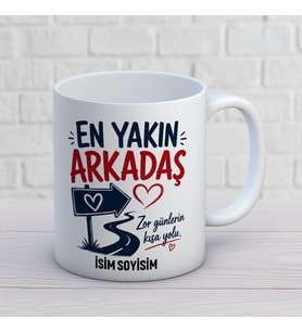 Kişiye Özel Arkadaş Tasarımlı Malzeme Yapar Yazılı İsimli Seramik Kupa Bardak