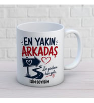 Kişiye Özel Arkadaş Tasarımlı Malzeme Yapar Yazılı İsimli Seramik Kupa Bardak