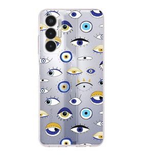 PrintiFy Tecno Pova 3 ile Uyumlu 1mm Slim Fit Nazar Boncuğu 2 Baskılı Şeffaf  Kılıf