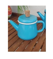 Ebruli Emaye Turkuaz Demlik 850 ml, Retro Tasarım, Şık ve Dayanıklı