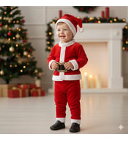 ERKEK ÇOCUK NOEL YILBAŞI TEMALI NOEL BABA TAKIMI (Kırmızı)