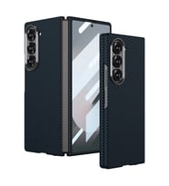 Galaxy Z Fold 6 Kılıf Kamera Korumalı Karbon Fiber Tasarımlı Arka Yüzey Zore Kıpta Karbon Kapak